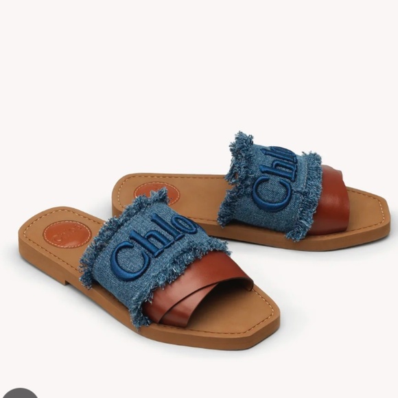 Chloe Shoes - Chloe Woody Denim Slides